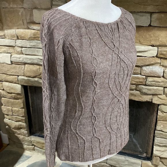 Free People Alpaca Blend Mink Scoop Neck Knit Sweater Pullover Size L - Picture 1 of 11